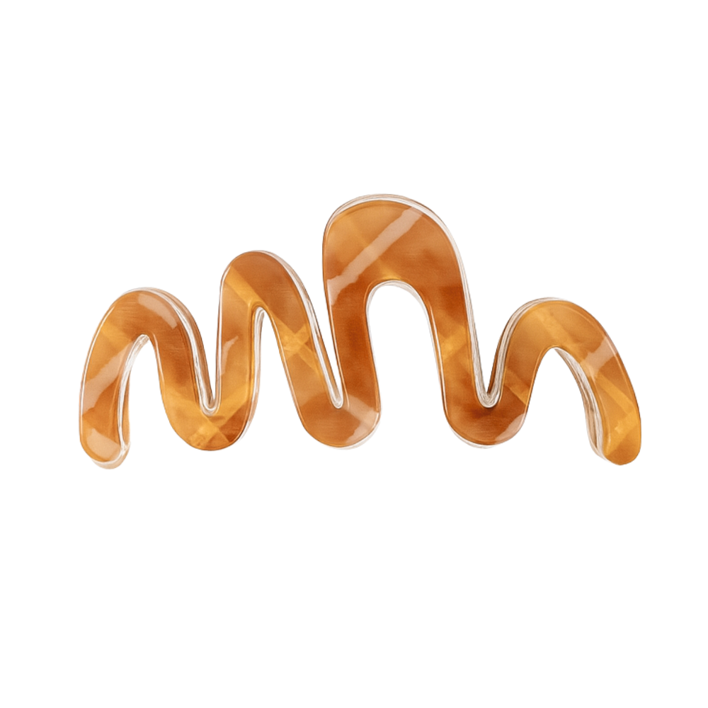 Large Luxe Wavy Claw Clip – Caramel Marble