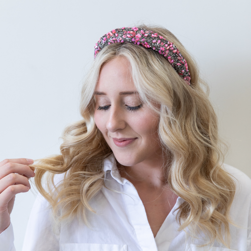 All that Glitters Headband - Pink + Black
