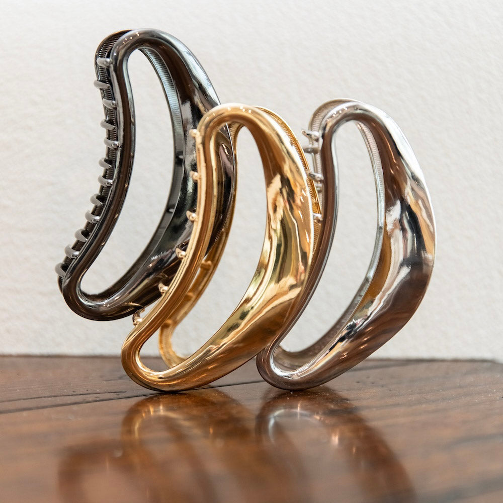 Large Crescent Metal Claw Clip - Gold