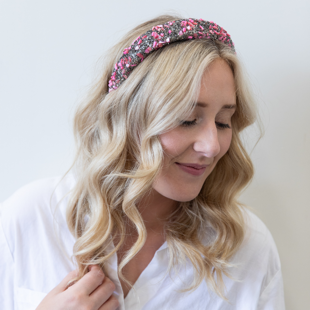 All that Glitters Headband - Pink + Black