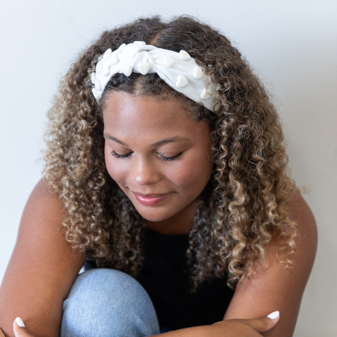 Stone Quartz Traditional Knot Headband - White