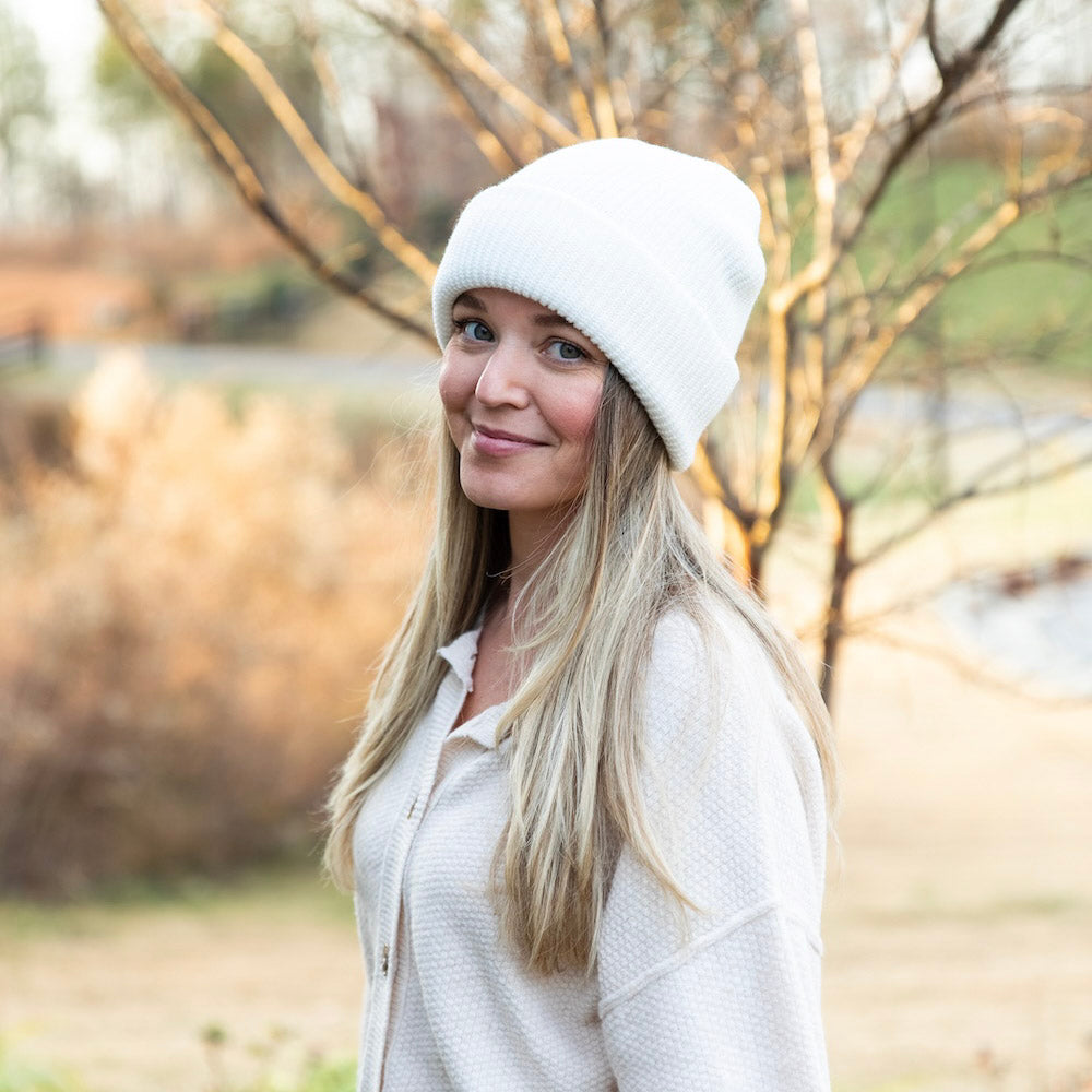 Classic Ribbed Knit Beanie - Ivory