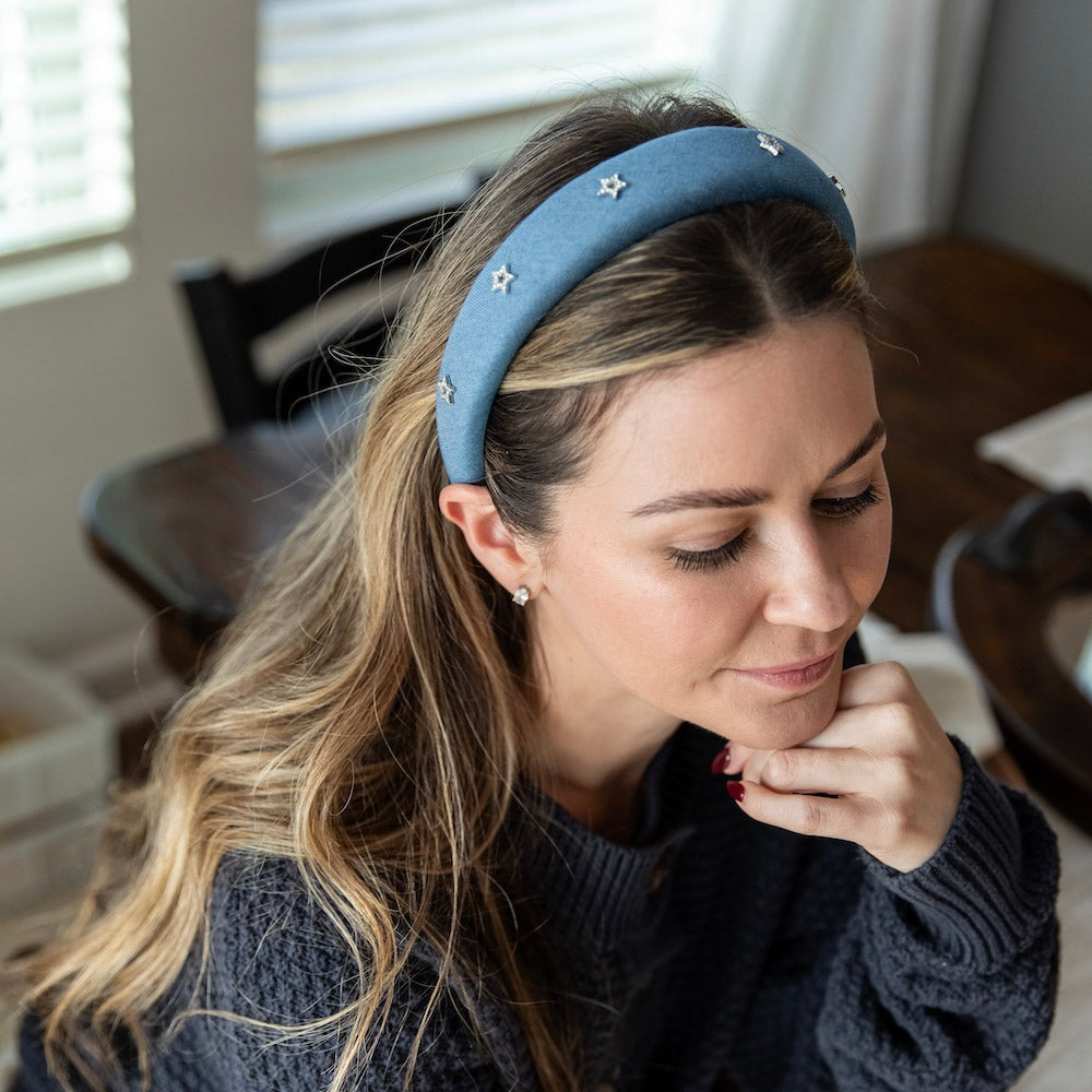 Classic Padded Star Headband - Medium Wash