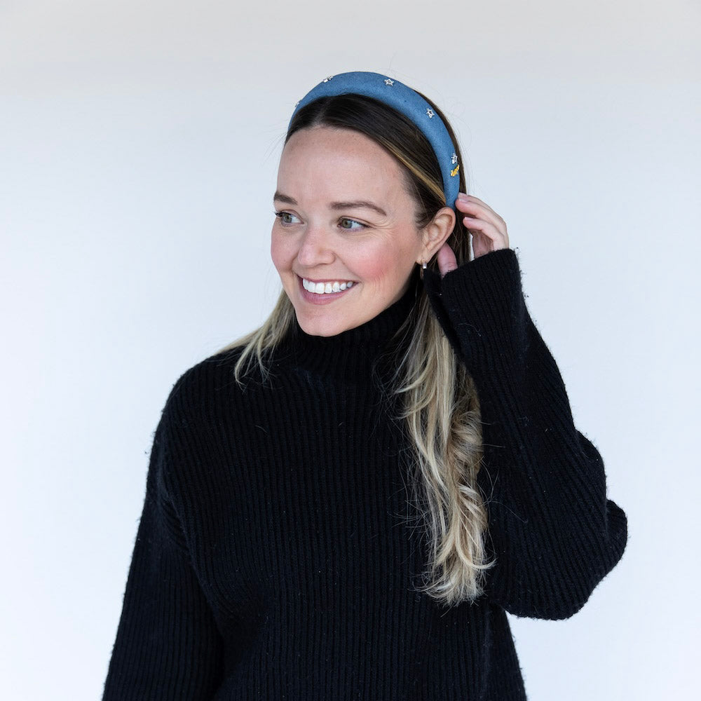 Classic Padded Star Headband - Medium Wash