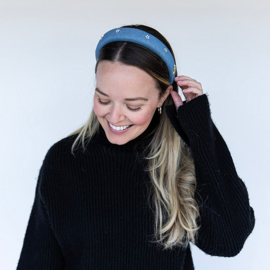 Classic Padded Star Headband - Medium Wash