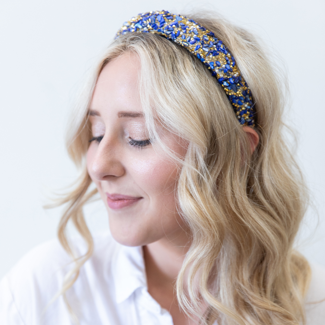 All That Glitters Headband - Blue + Gold