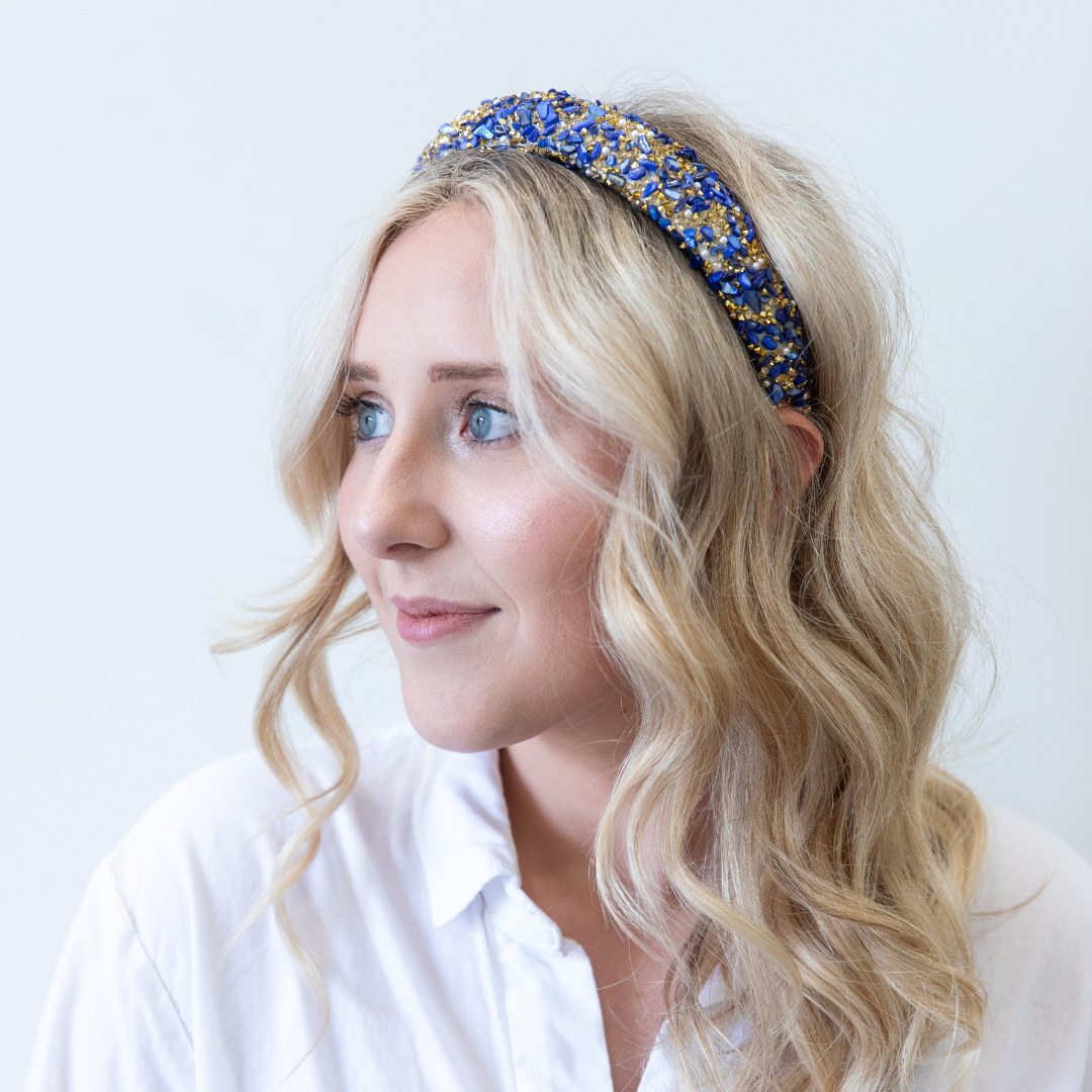 All That Glitters Headband - Blue + Gold