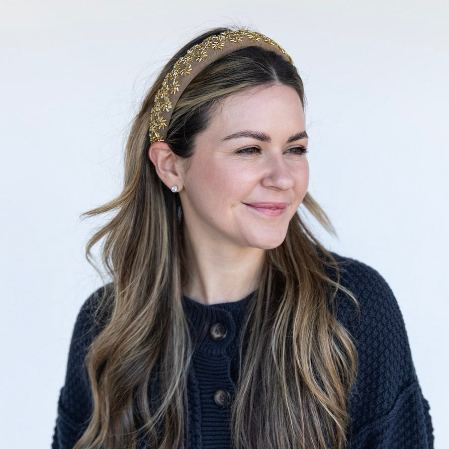 Embellished Starburst Padded Headband - Gold