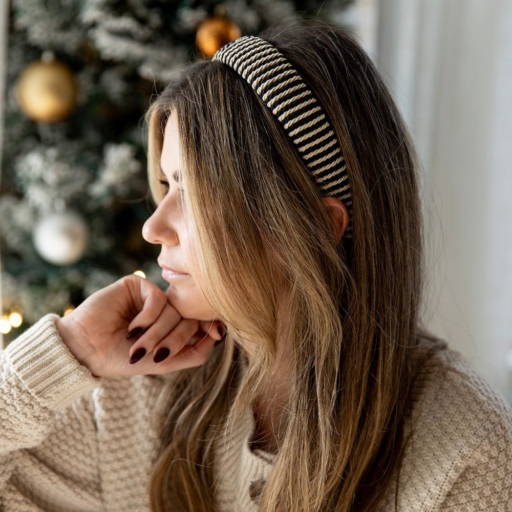Classic Padded Rope Headband - Black Ivory