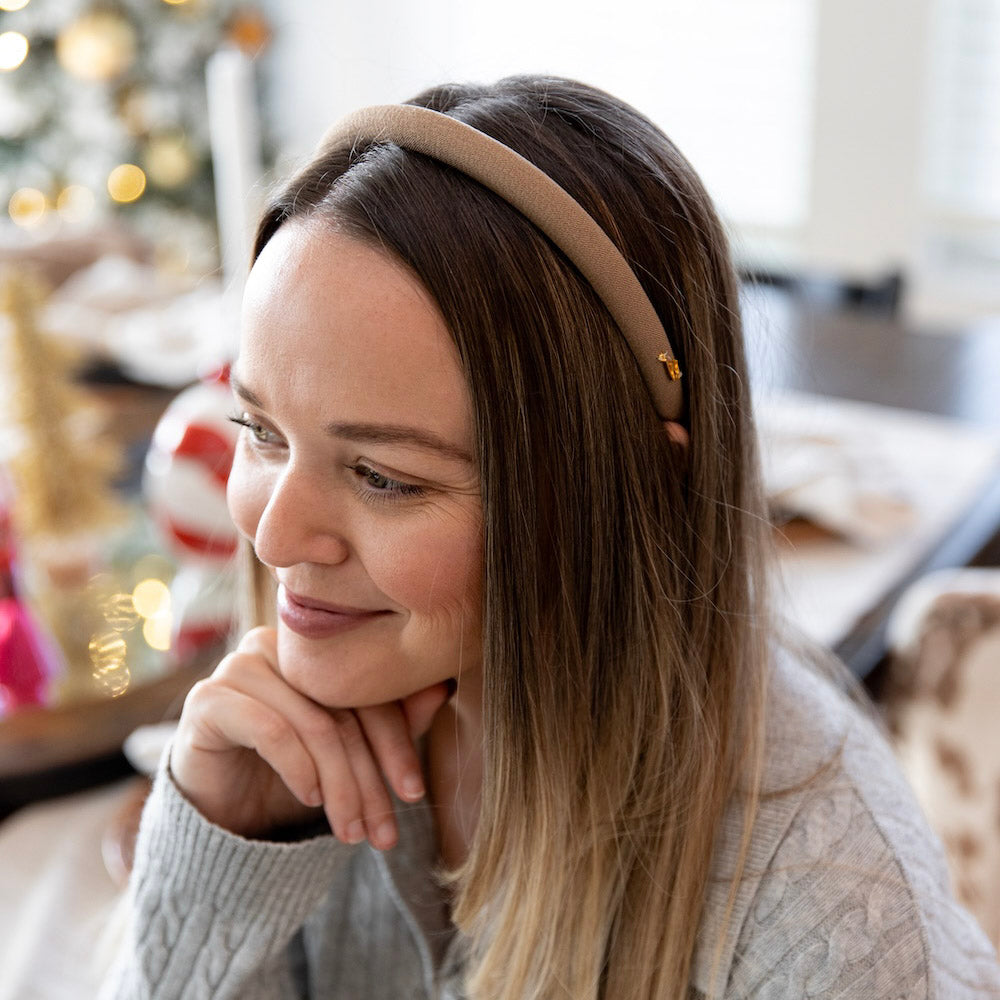Classic Padded Thin Headband  - Light Brown