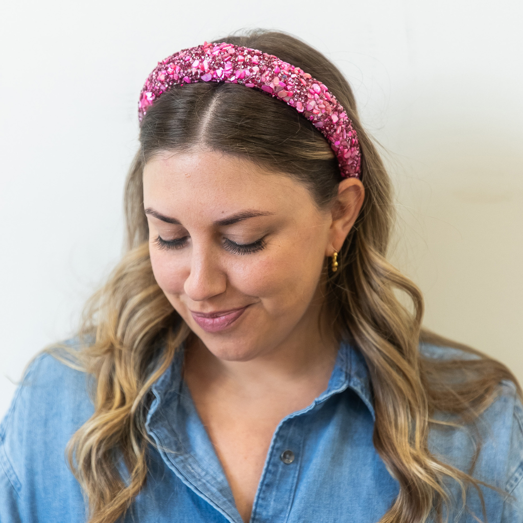 Limited Edition All That Glitters Headband - Maroon + Pink
