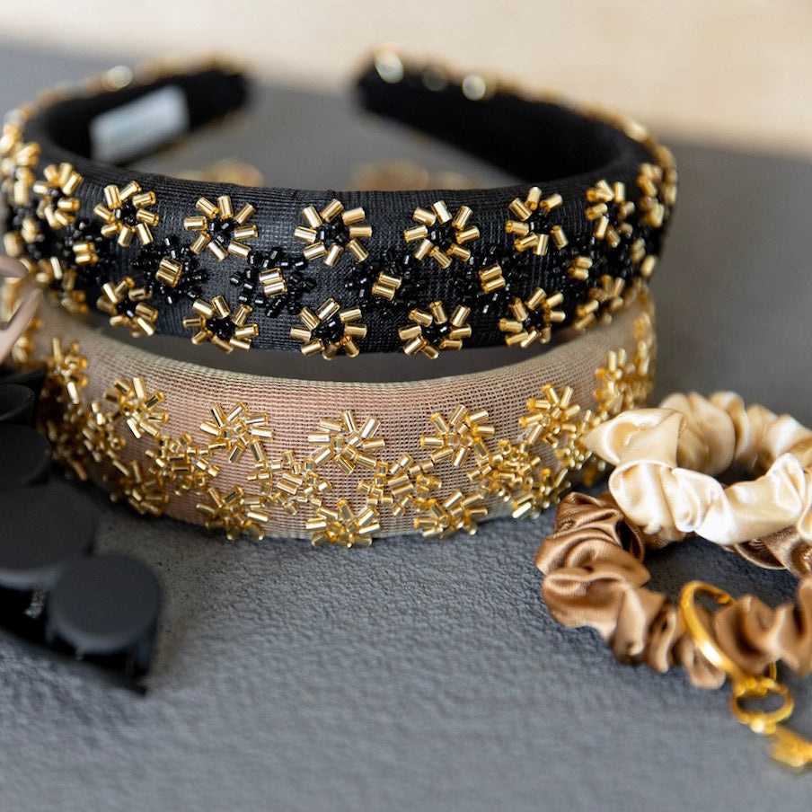 Embellished Starburst Padded Headband - Gold