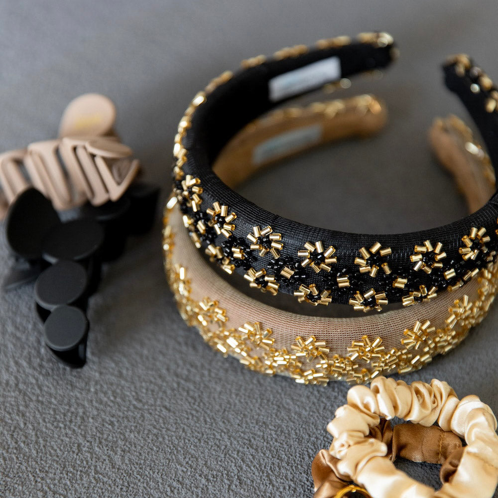 Embellished Starburst Padded Headband - Black
