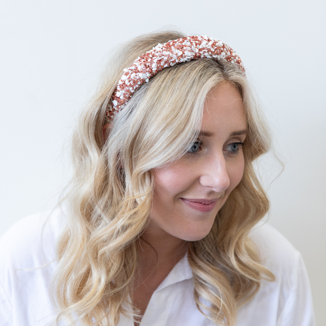 All that Glitters Headband - Rose Gold + White