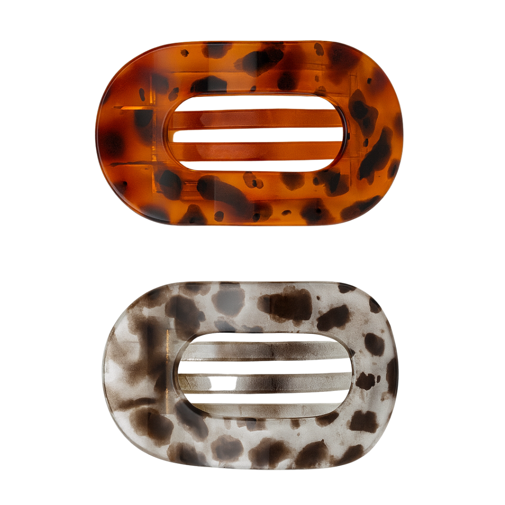 Large Oval Claw Clip Set – Tortoise & Smoke Leopard