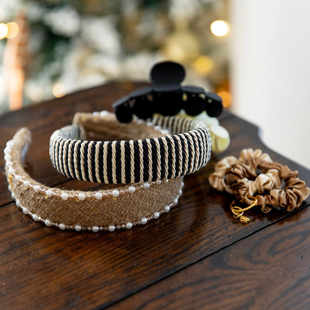Classic Padded Rope Headband - Black Ivory