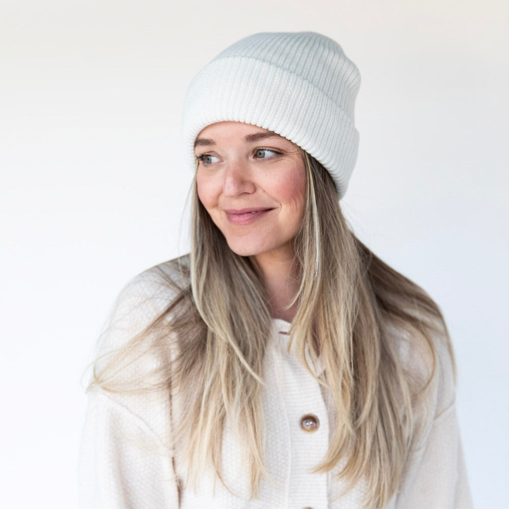 Classic Ribbed Knit Beanie - Ivory