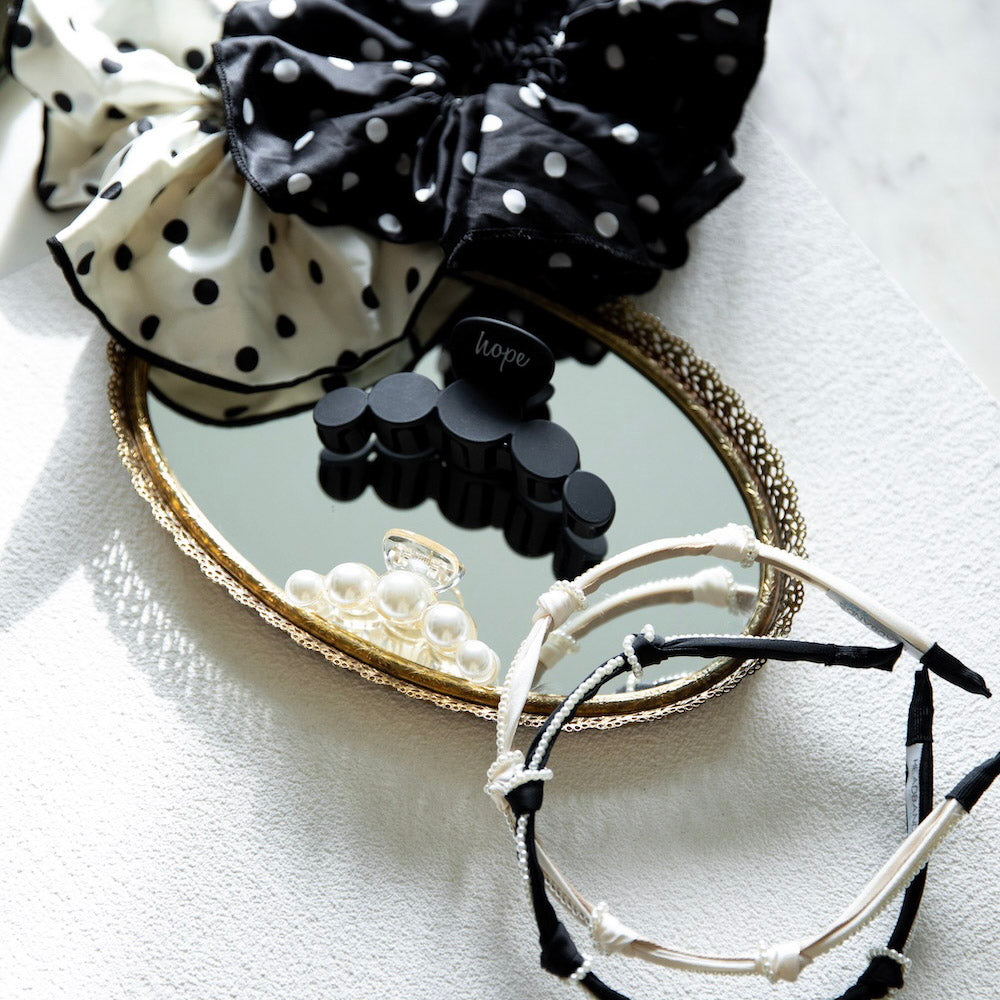 Knotted Satin Headband - Black Pearl