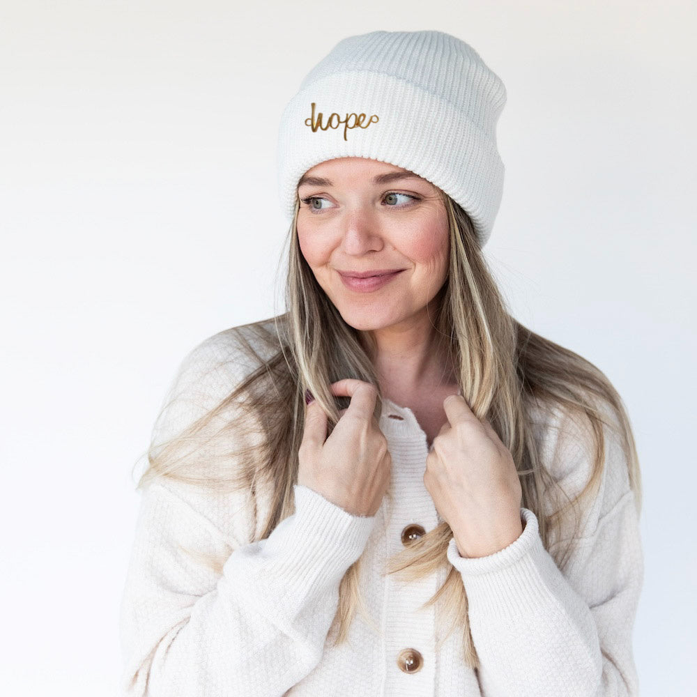 Classic Ribbed Knit Beanie - Ivory