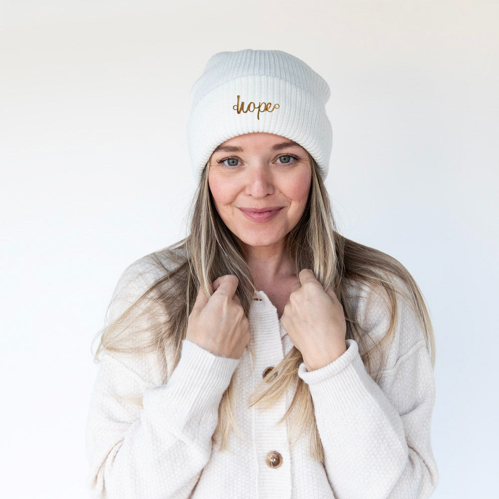 Classic Ribbed Knit Beanie - Ivory