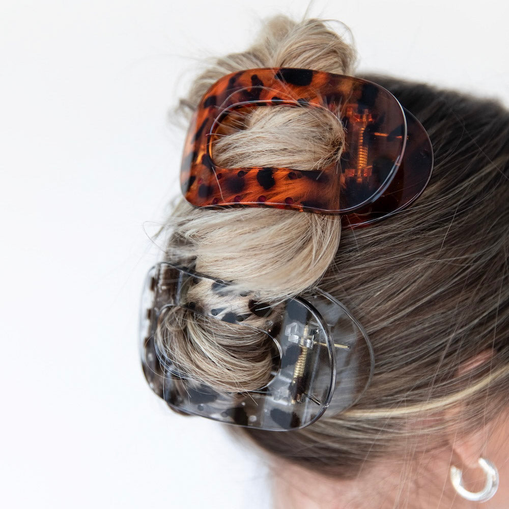 Large Oval Claw Clip Set – Tortoise & Smoke Leopard