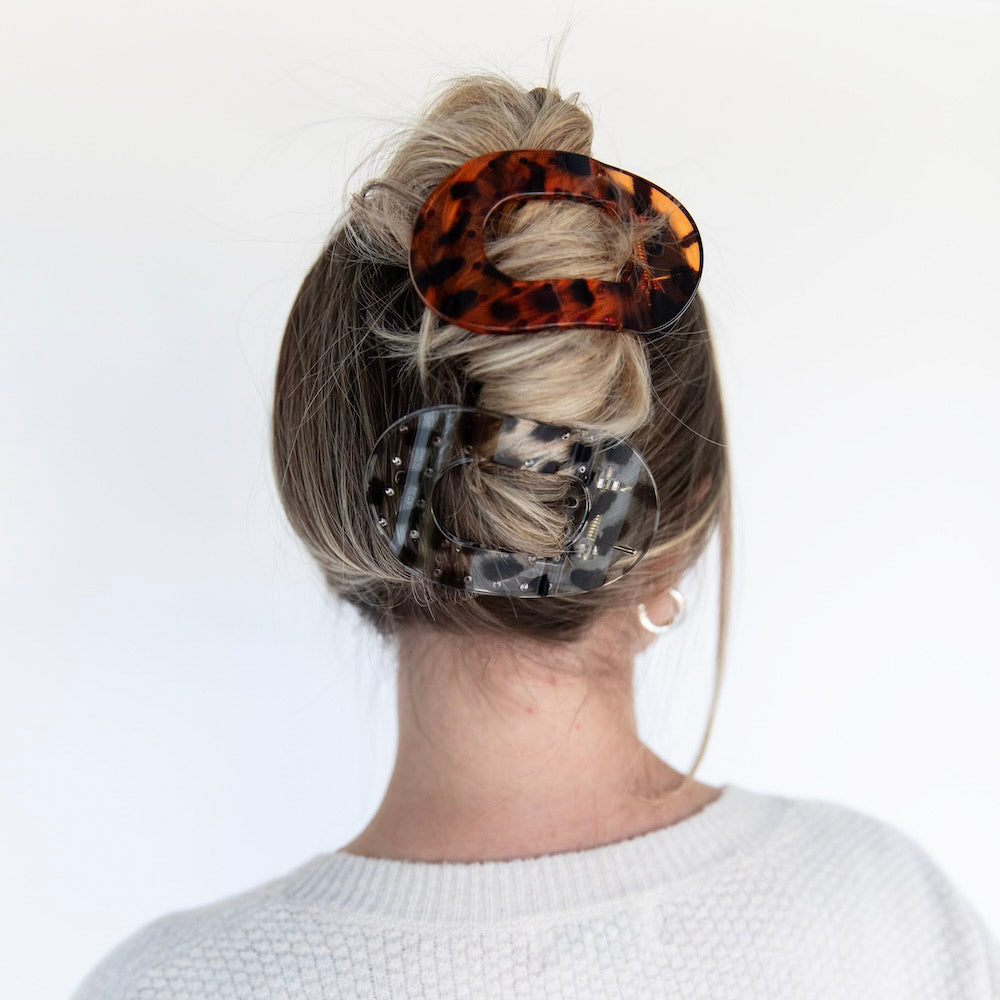 Large Oval Claw Clip Set – Tortoise & Smoke Leopard