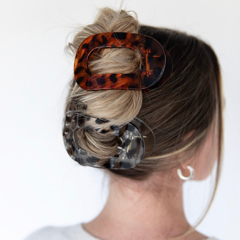 Large Oval Claw Clip Set – Tortoise & Smoke Leopard