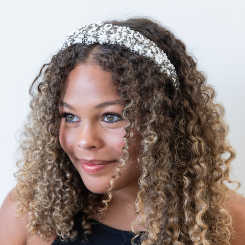 All that Glitters Headband - Gunmetal + White