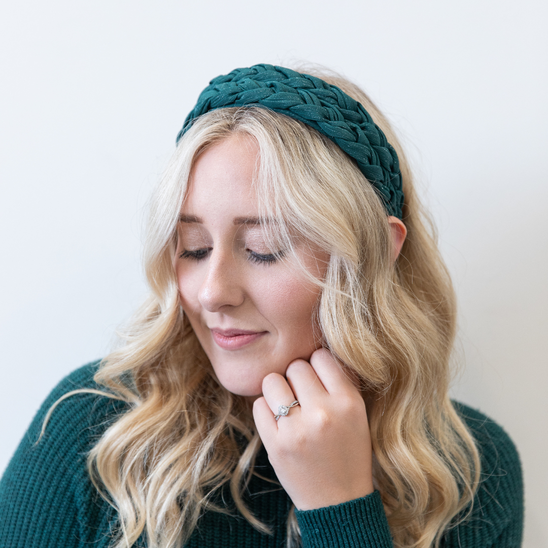 Blushing Braid Headband - Dark Green