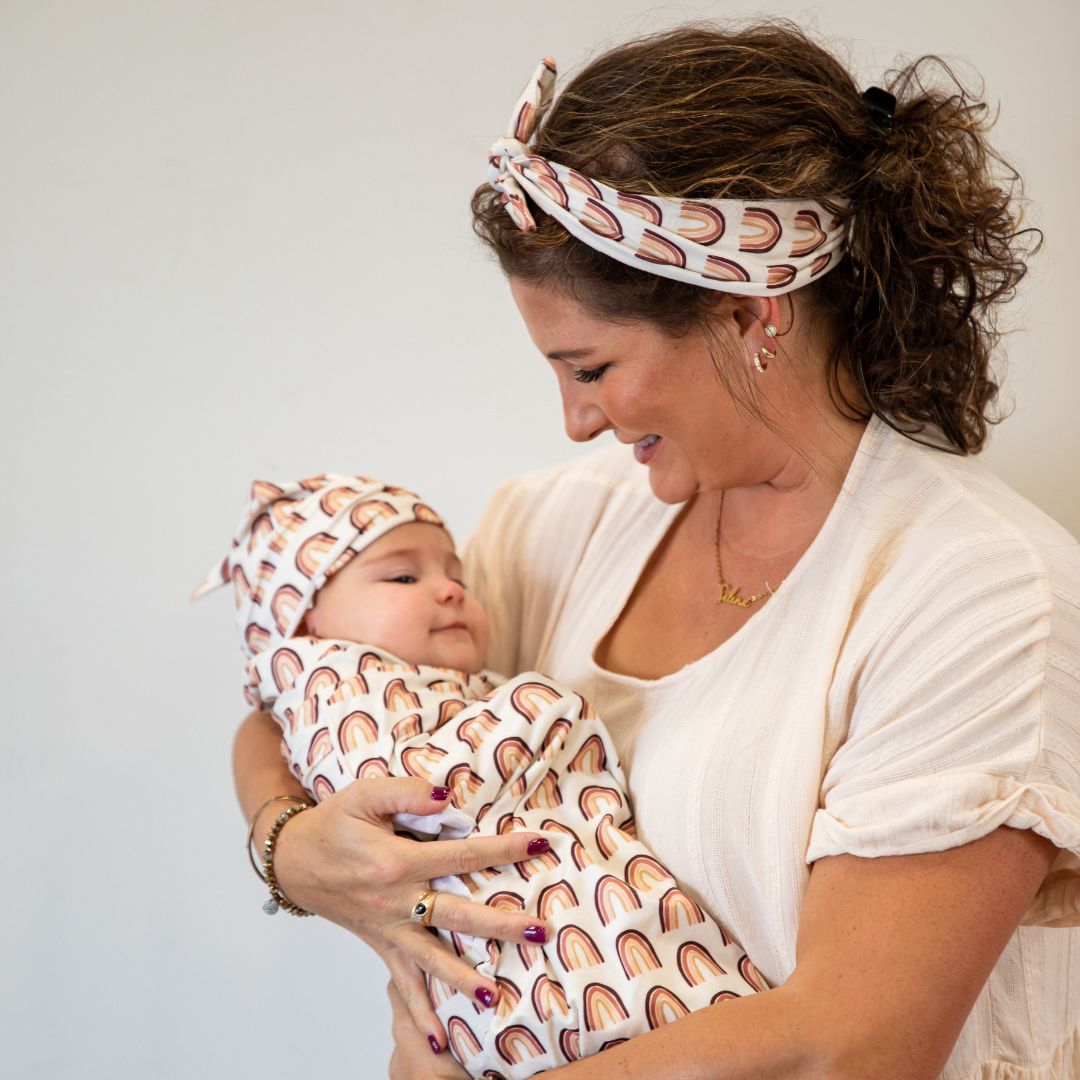 Baby Swaddle + Hat Set - Neutral Rainbow