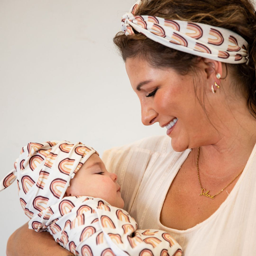 Baby Swaddle + Hat Set - Neutral Rainbow