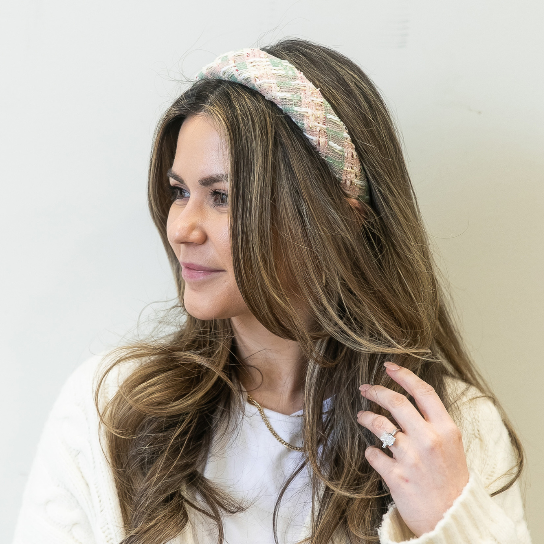 Padded Headband - Pastel Check