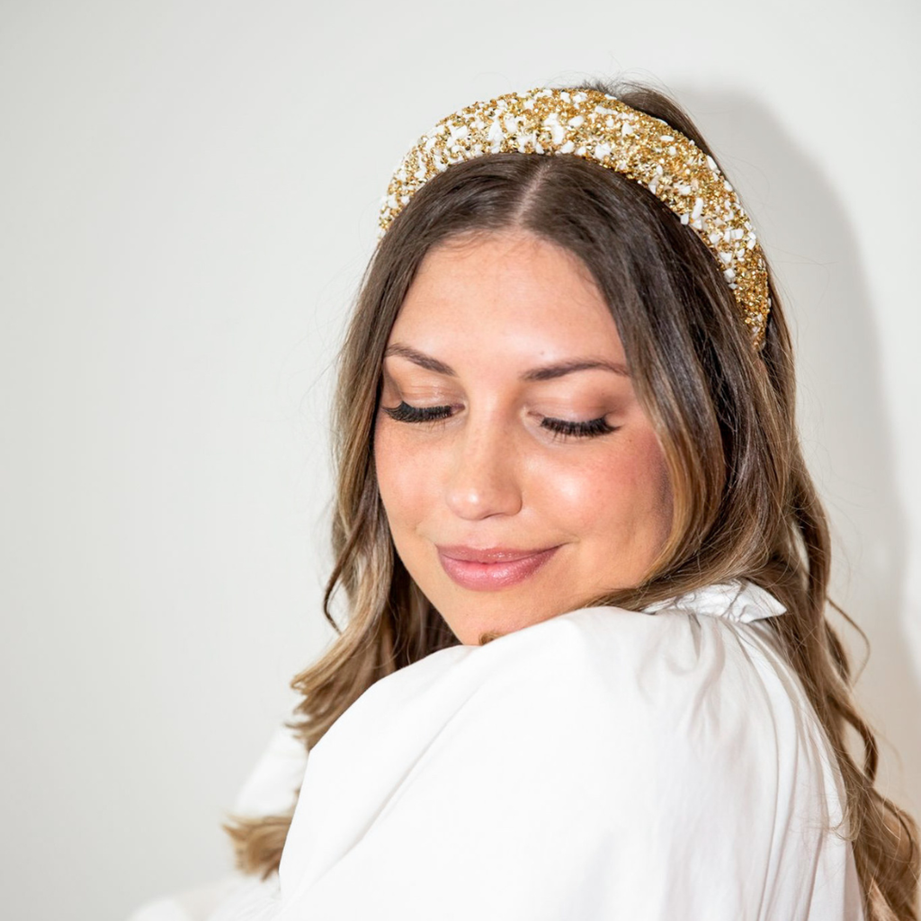 All That Glitters Headband - Cream + Gold