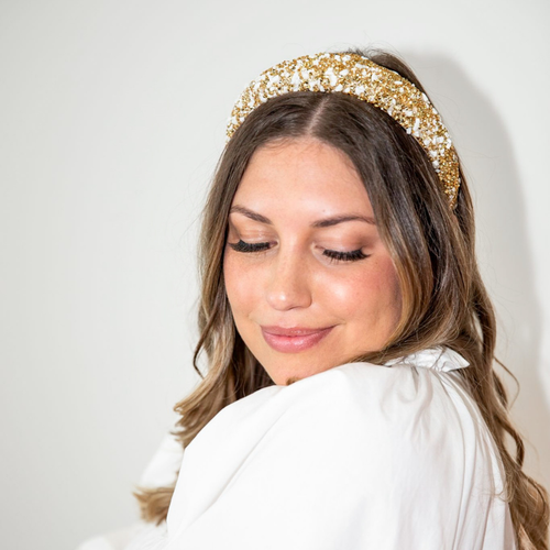 All That Glitters Headband - Cream + Gold