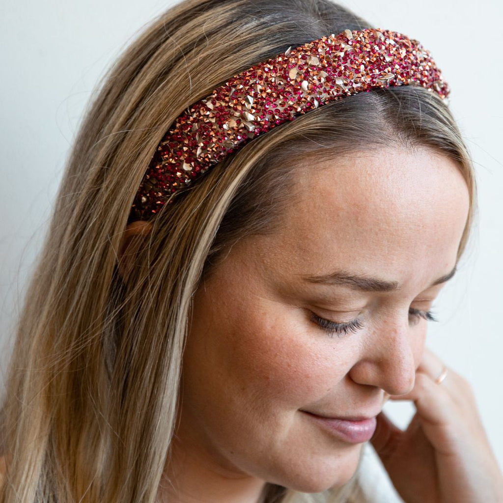 All That Glitters Headband - Maroon Hues