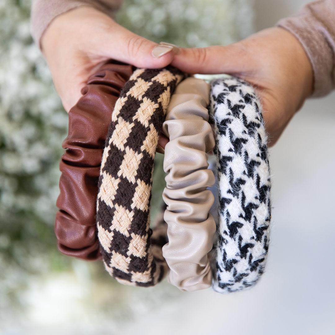 Scrunch Headband - Faux Leather Brown