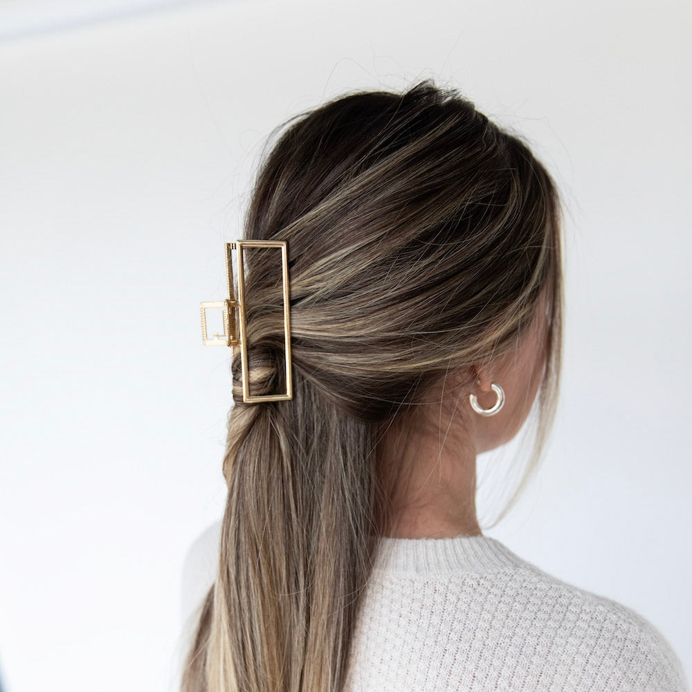Medium Rectangle Claw Clip – Gold Metal