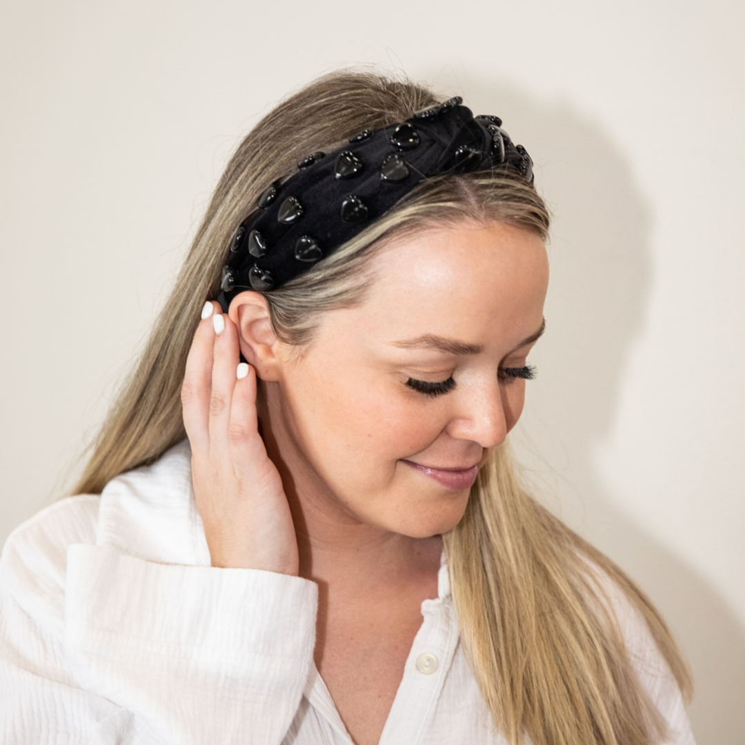 Stone Quartz Traditional Knot Headband - Black
