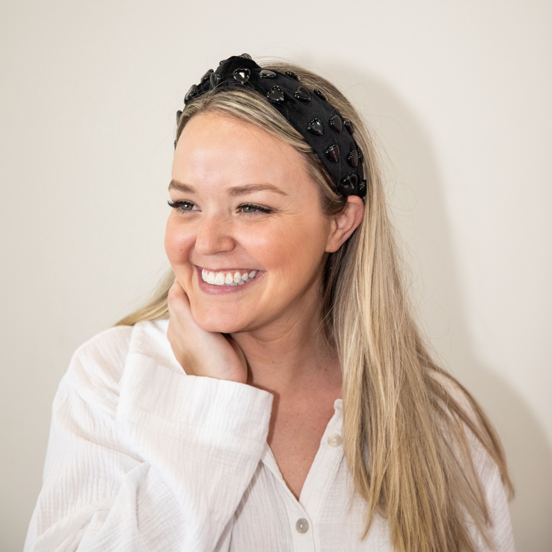 Stone Quartz Traditional Knot Headband - Black