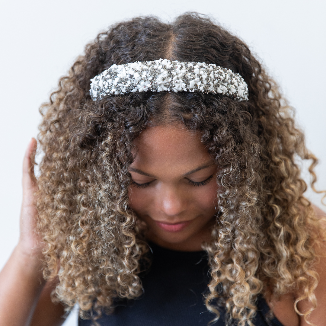 All that Glitters Headband - Gunmetal + White
