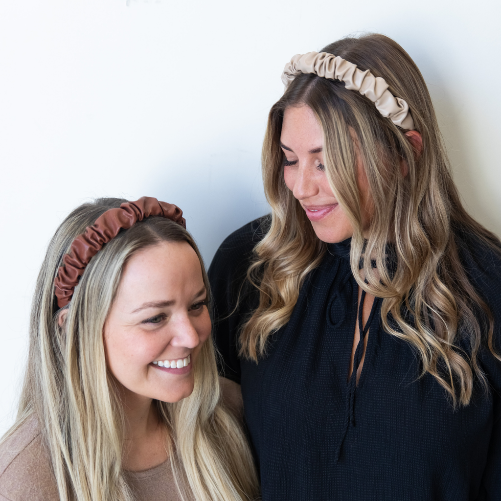 Scrunch Headband - Faux Leather Brown