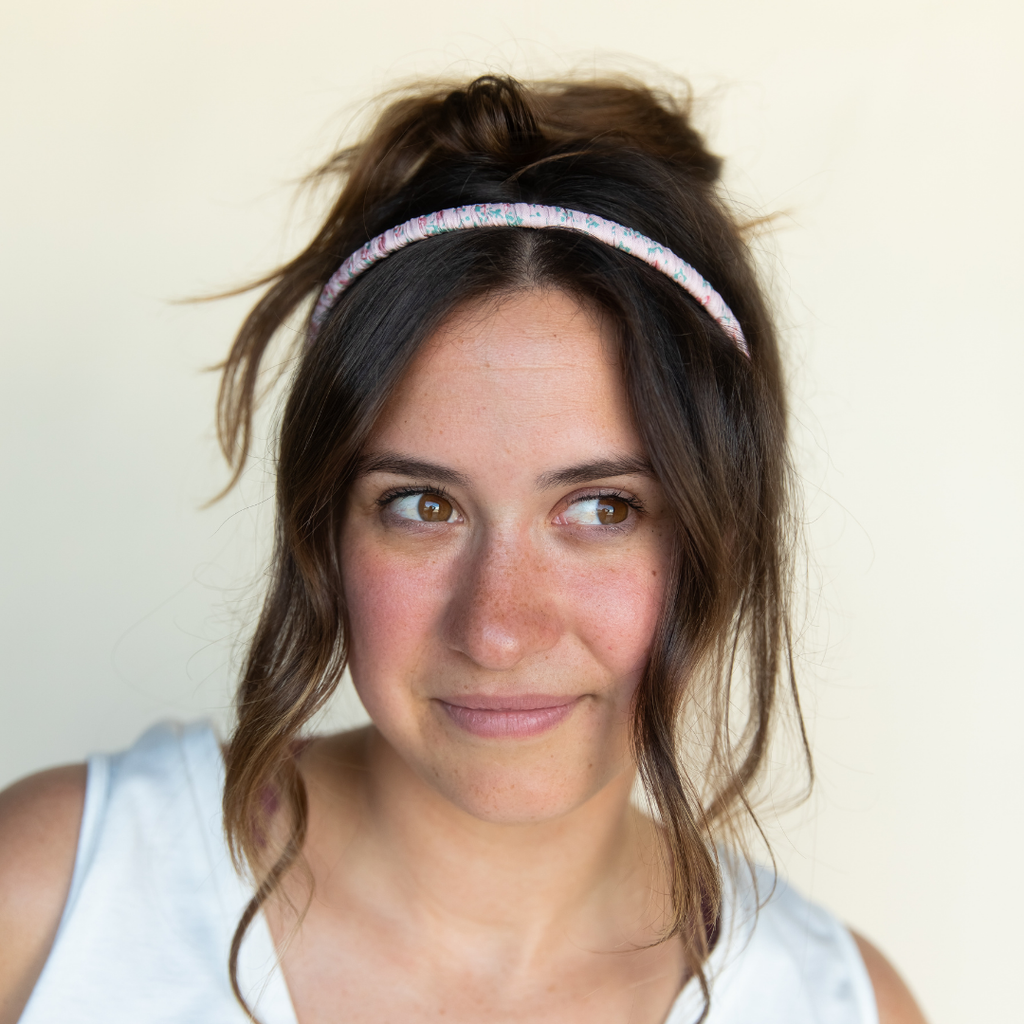 Thin Floral Headband - Pink