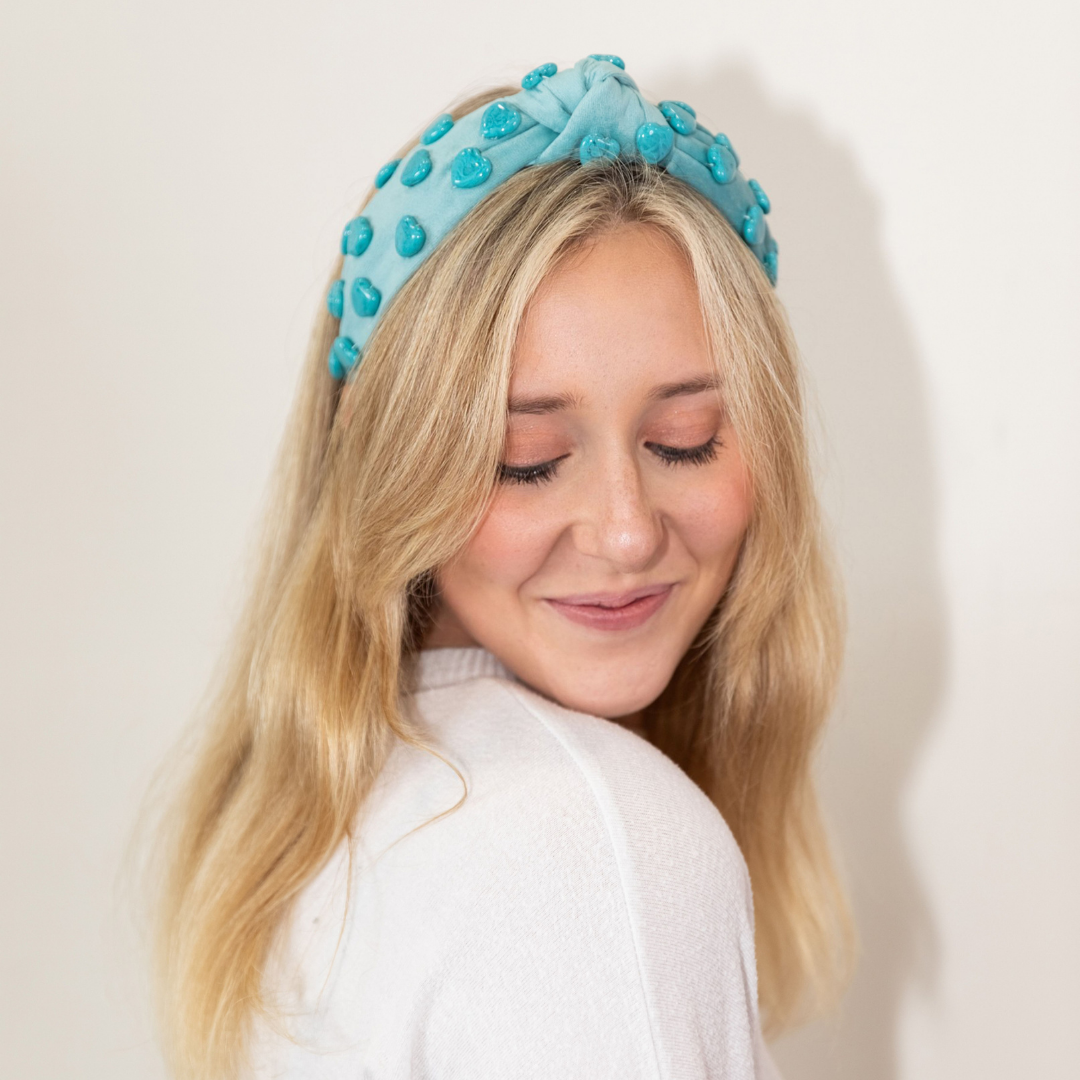 Stone Quartz Traditional Knot Headband - Blue