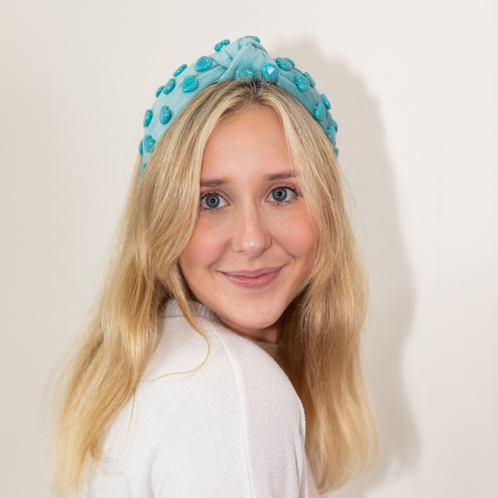 Stone Quartz Traditional Knot Headband - Blue