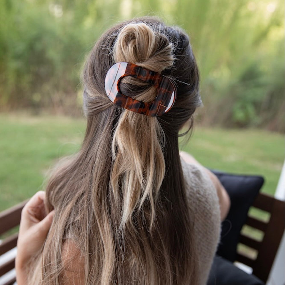 Large Oval Claw Clip Set – Tortoise & Smoke Leopard