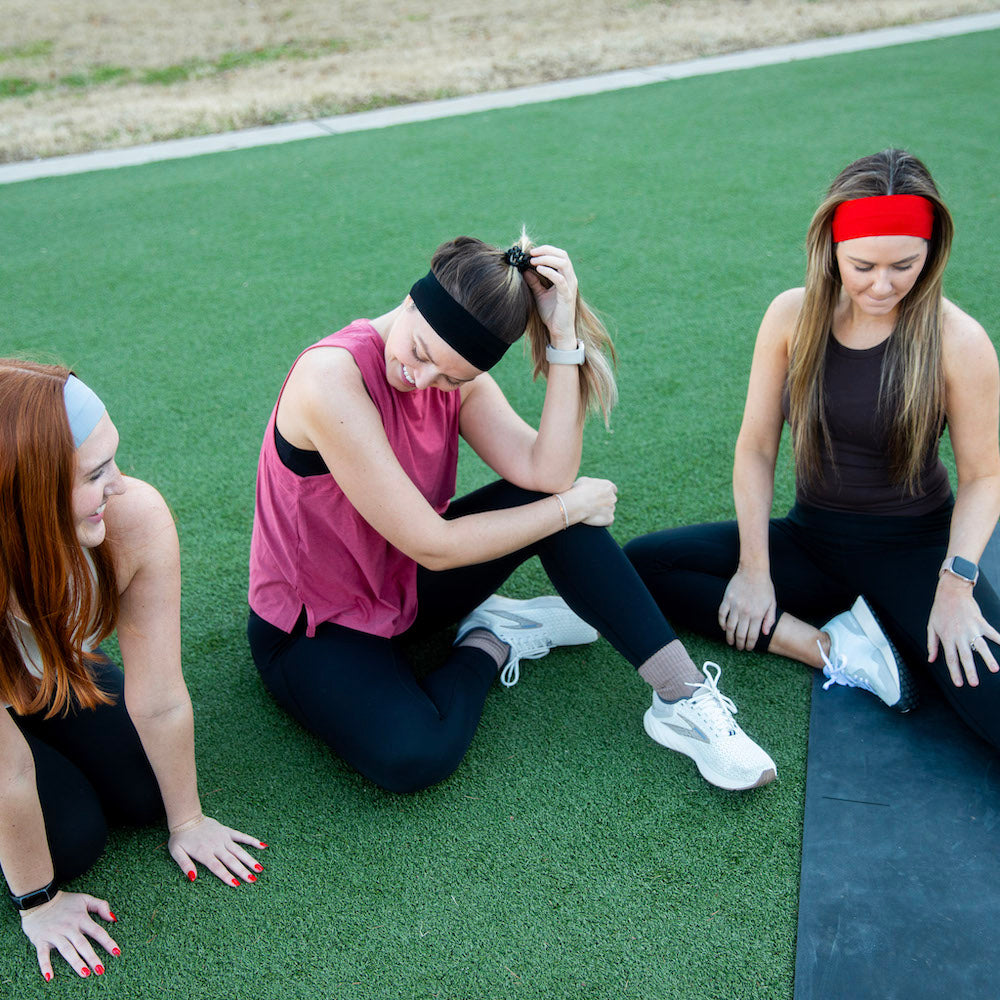 Pack of Wide Training Headbands - Red + Grey + Black