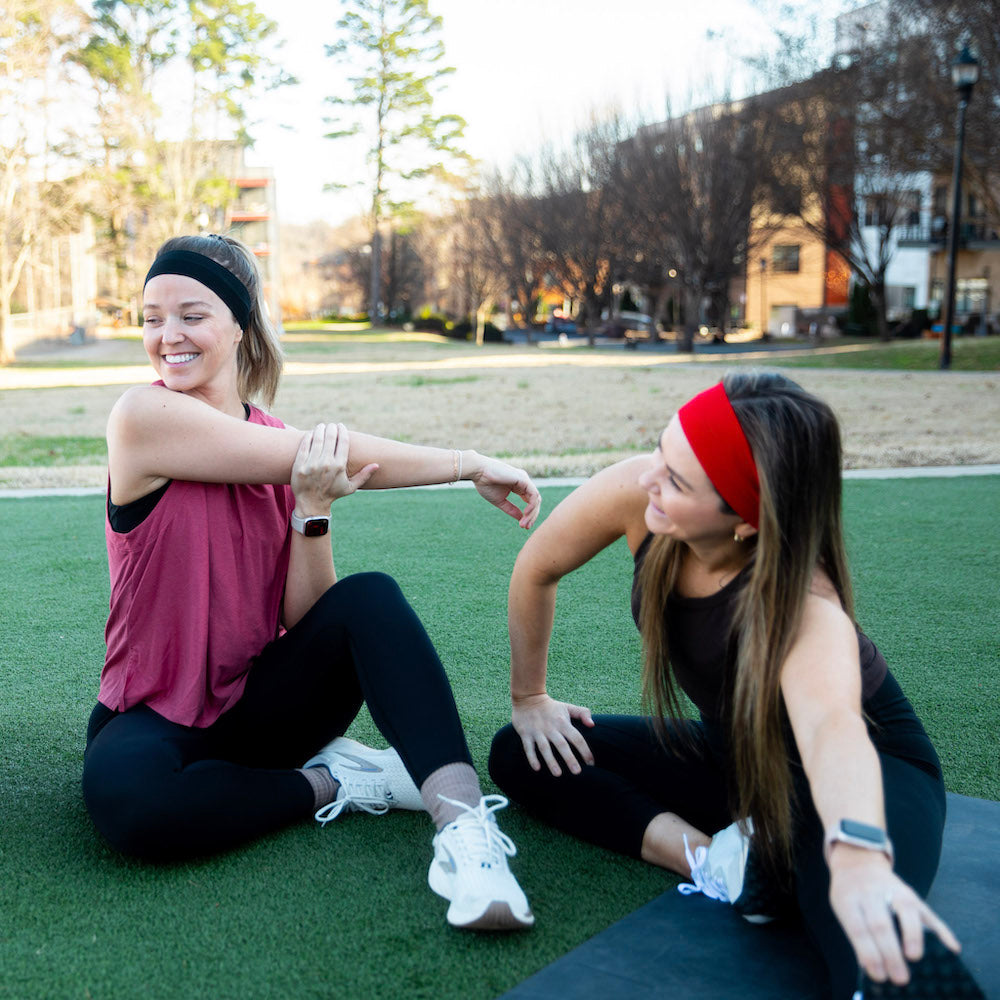 Pack of Wide Training Headbands - Red + Grey + Black