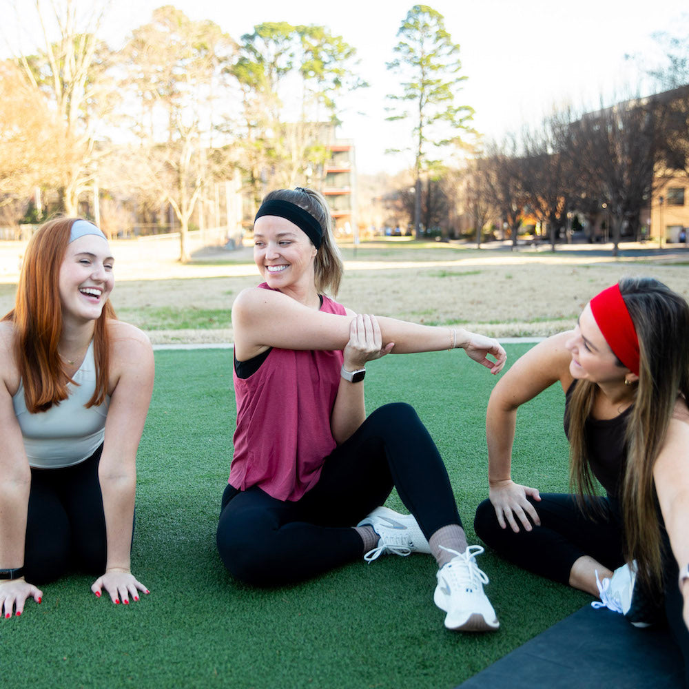 Pack of Wide Training Headbands - Red + Grey + Black