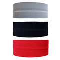 Pack of Wide Training Headbands - Red + Grey + Black