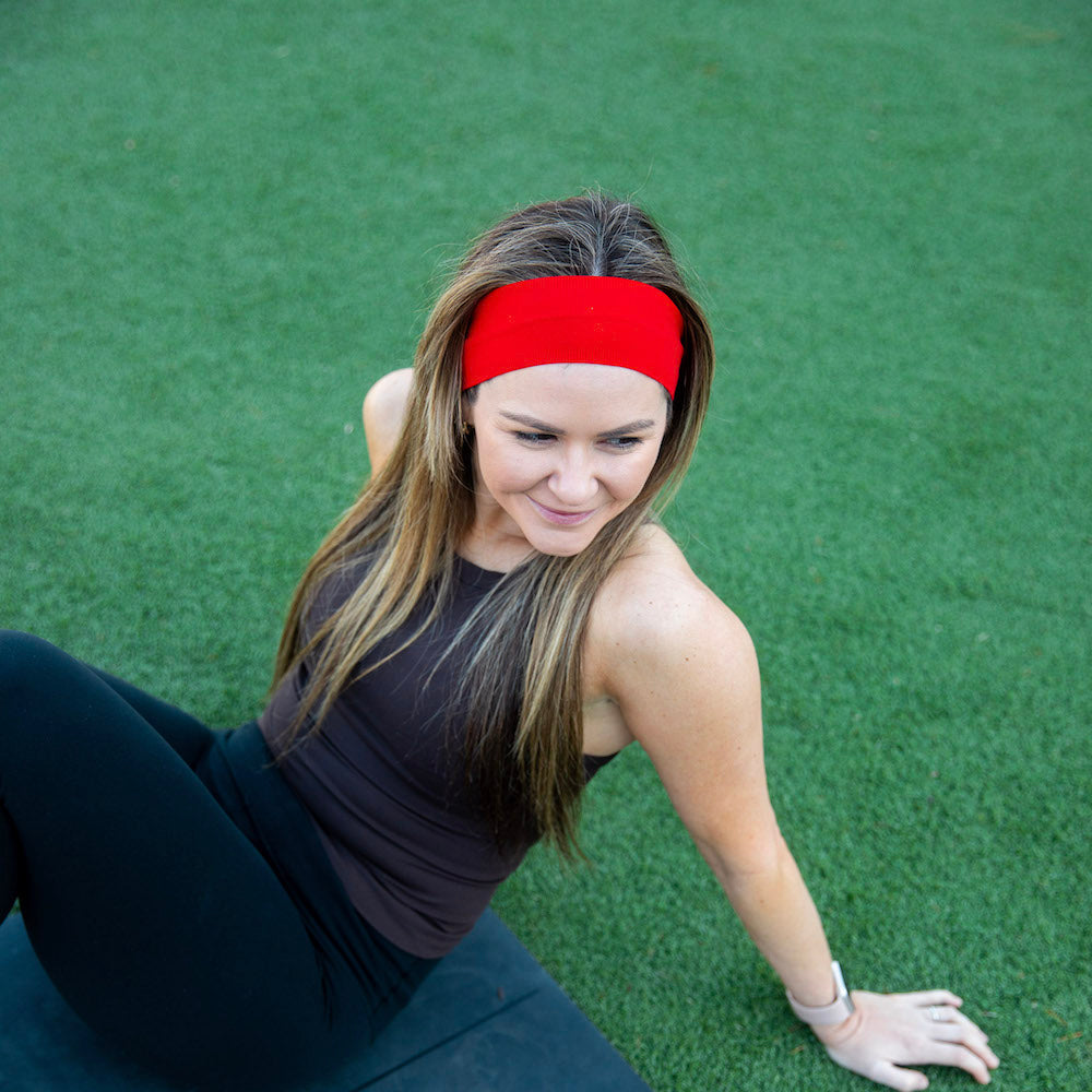 Pack of Wide Training Headbands - Red + Grey + Black